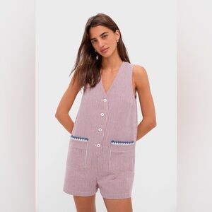 EUC Tuckernuck Red Blue Stripe Myla Romper